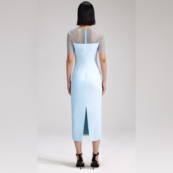 Self-Portrait blue Crepe Diamante Midi Dress NWT - Picture 3 of 11